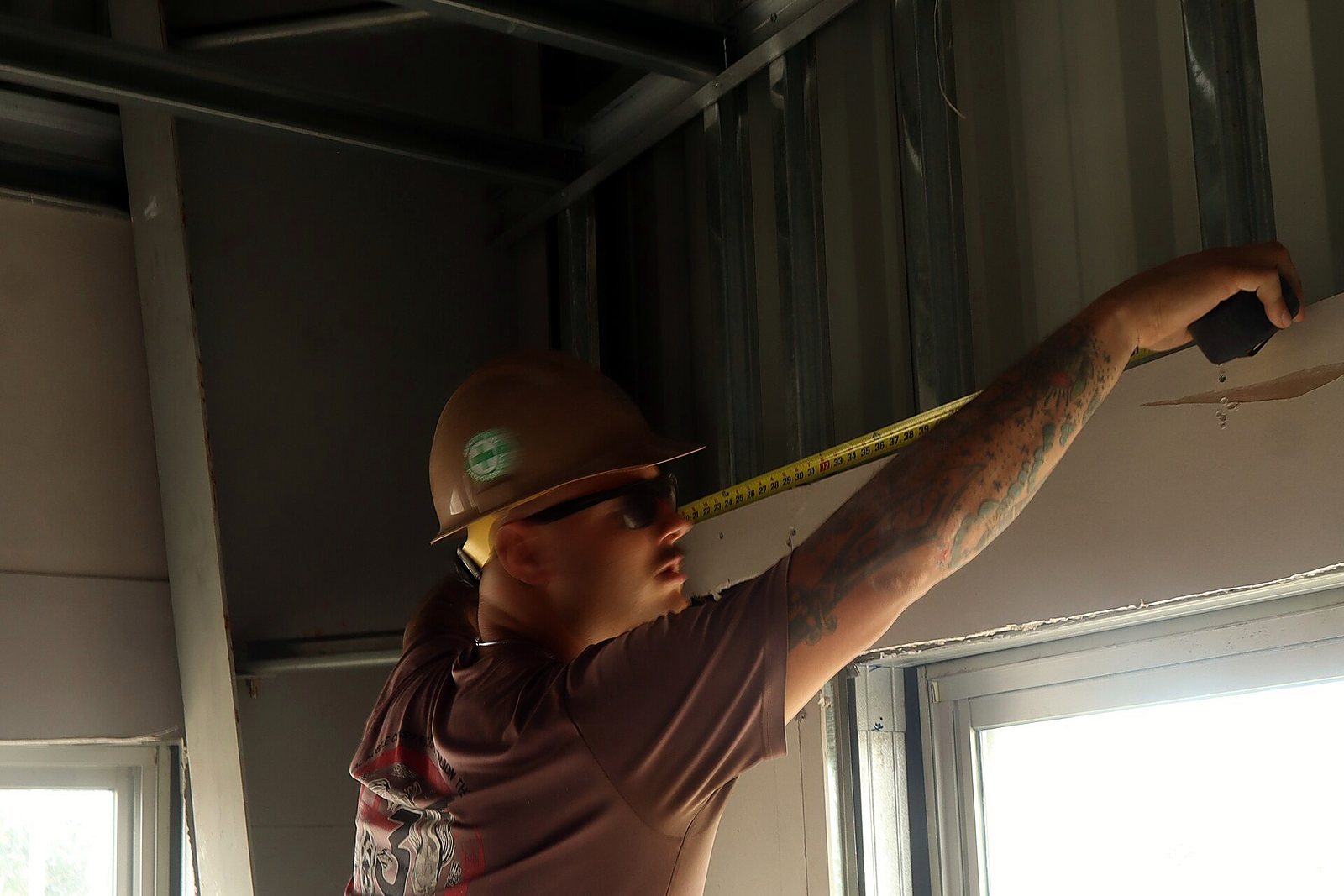 Bare drywall boards before any finishing